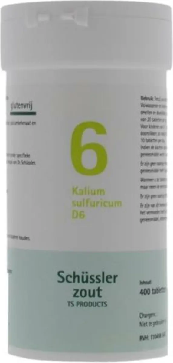 Pfluger Schüssler Zout nr 6 Kalium Sulfuricum D6 - 400 tabletten