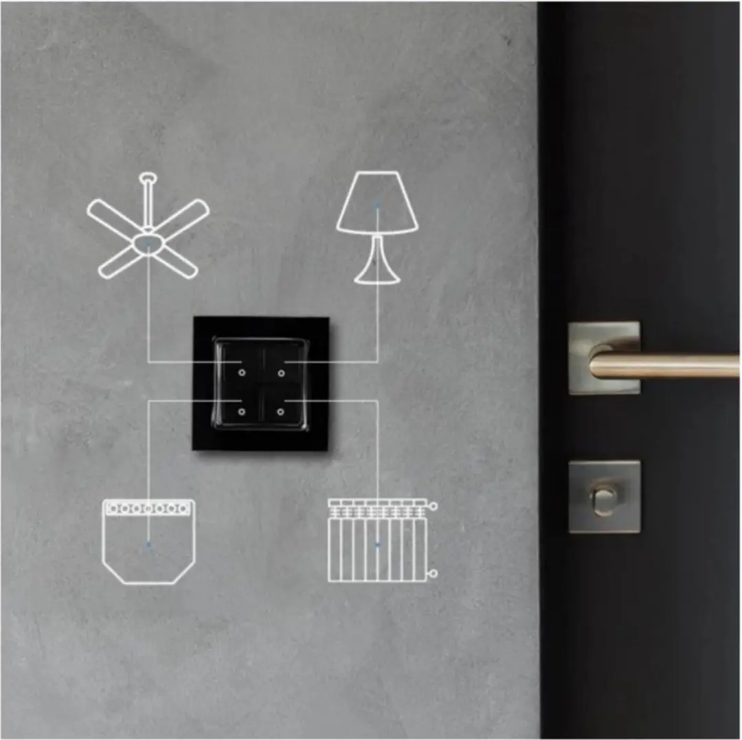 Shelly WS4 Black Smart Home Wandknop 4-voudig