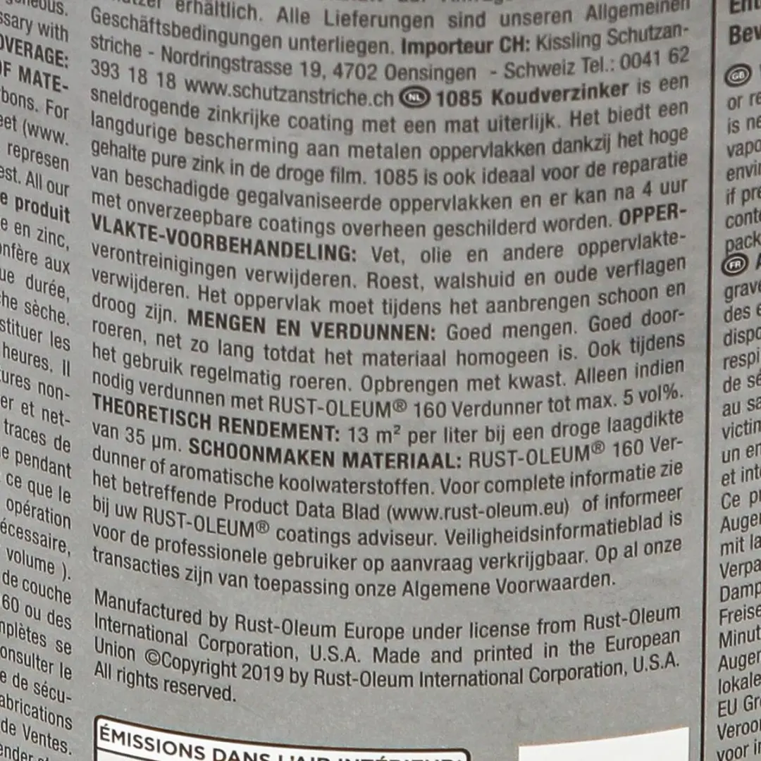 Rust-Oleum Hard Hat Zinc Matgrijs 0.362l