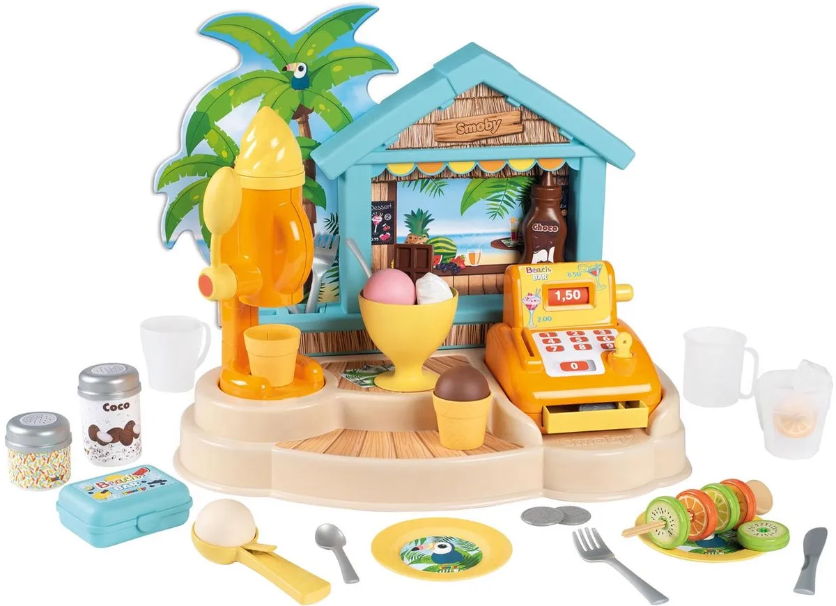 Smoby Beach Bar met IJsmachine en Kassa - Meerkleurig