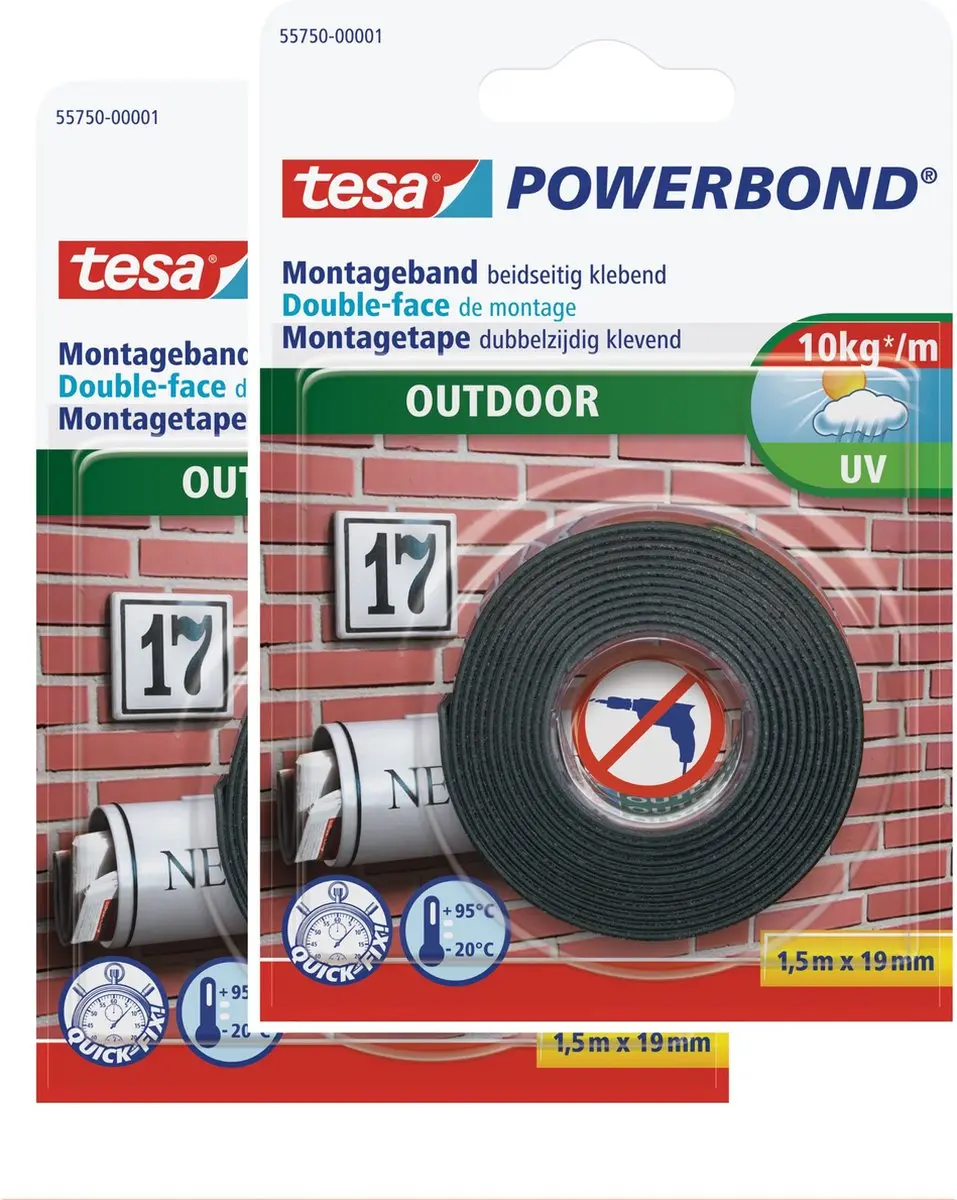 Tesa Dubbelzijdig Montagetape Buiten 1,5m