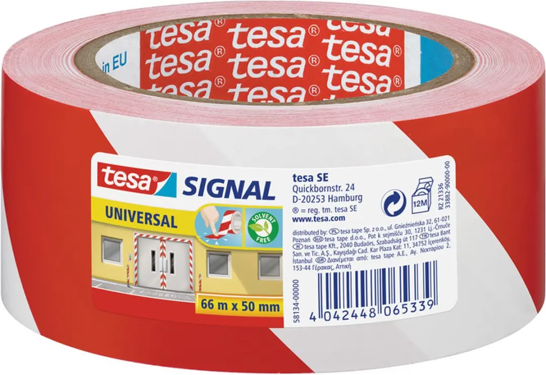 Tesa Afzettape Rood-Wit 5cm