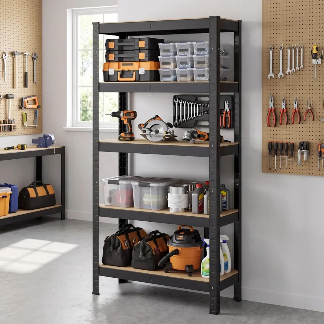 Songmics Stellingkast Opbergrek - 5 Verstelbare Planken - Max 650 kg - Zwart - afbeelding 4 van 6