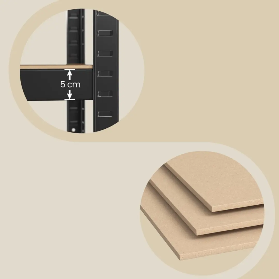 Songmics Stellingkast Opbergrek - 5 Verstelbare Planken - Max 650 kg - Zwart - afbeelding 6 van 6