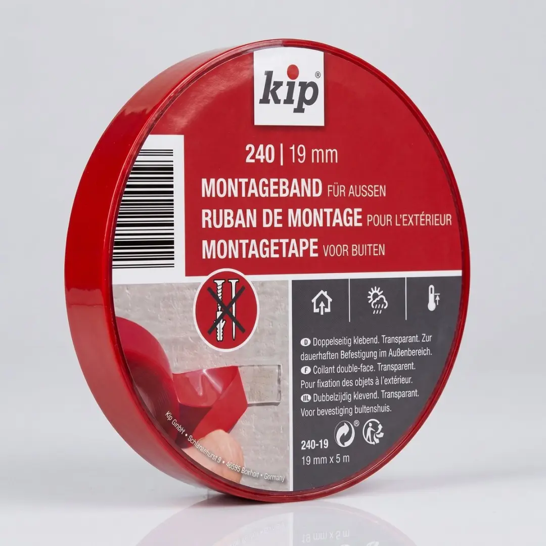 Kip Montagetape Buiten 19mmx5m - Transparant