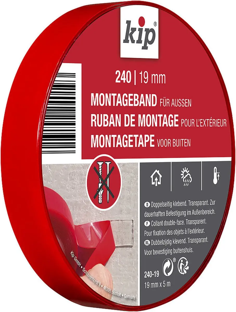 Kip Montagetape Buiten 19mmx5m