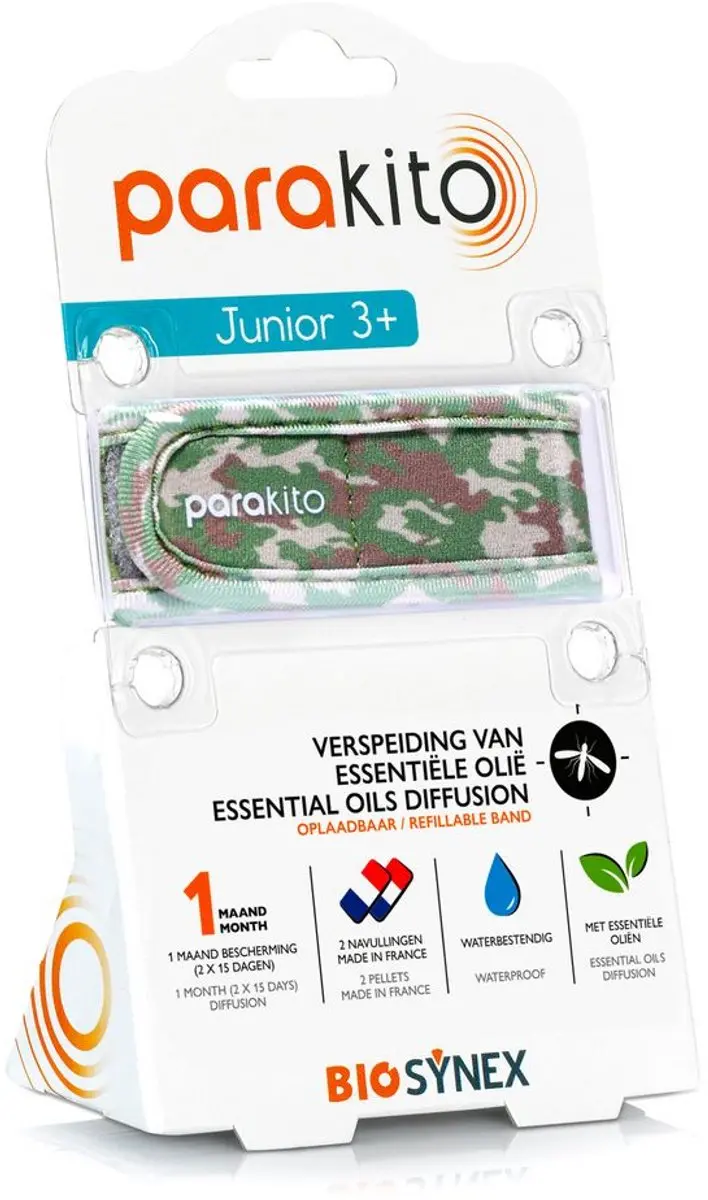 Parakito Anti-Muggen Armband Kinderen Camouflage - Navulbaar
