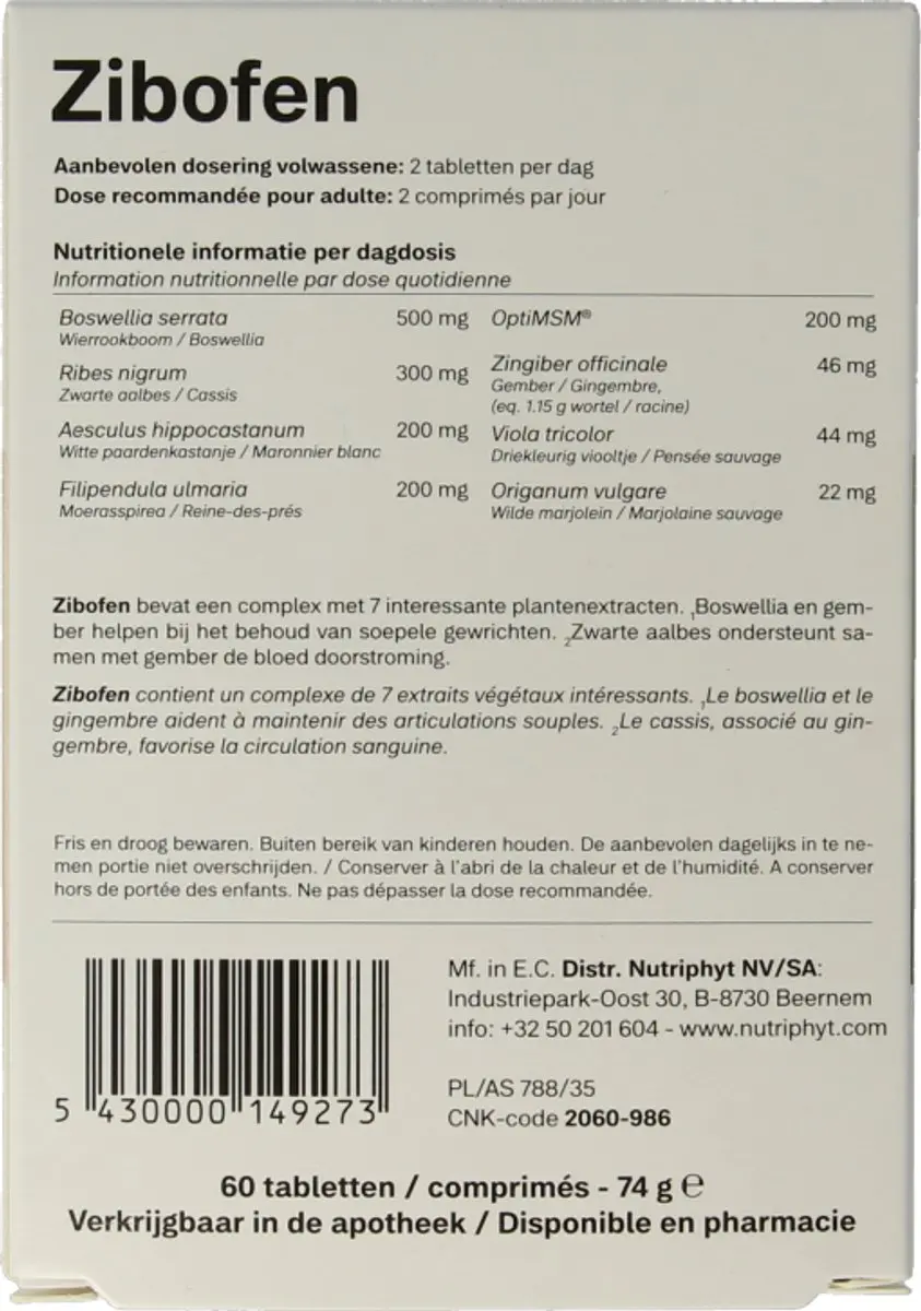 Nutriphyt Zibofen 60 Tabletten