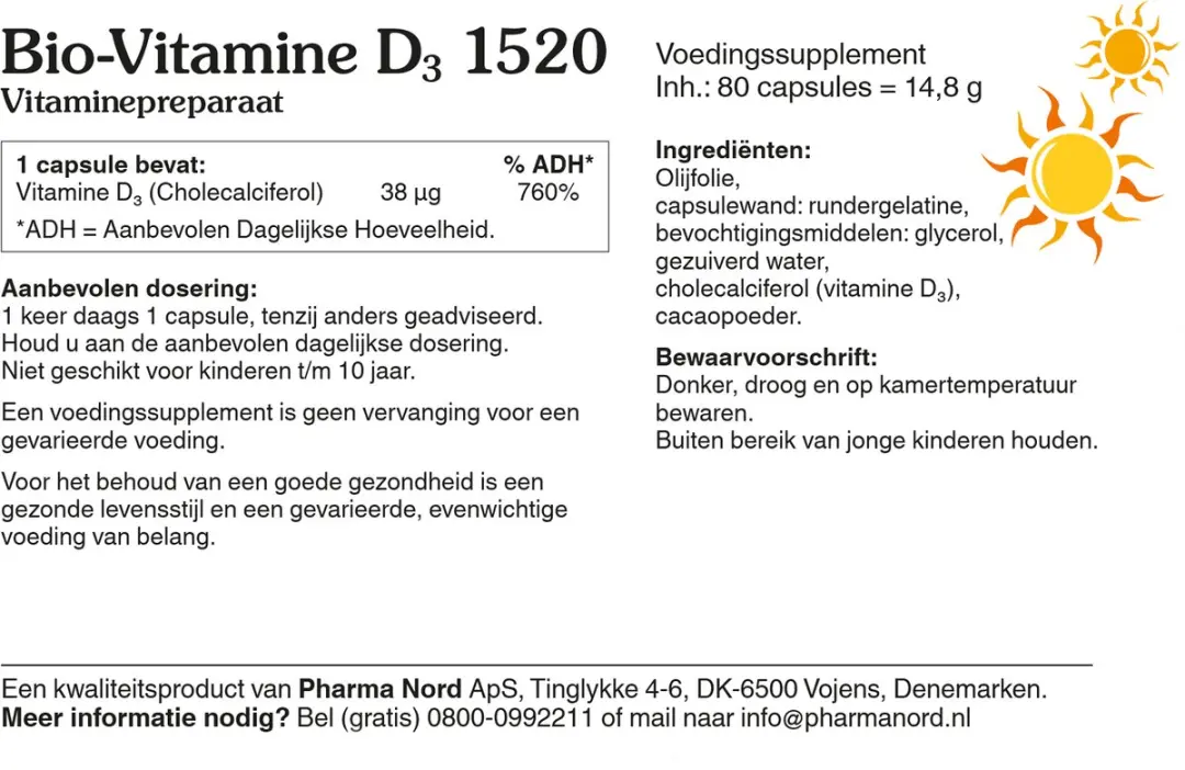 Pharma Nord Bio vitamine D3 38mcg 80 Capsules