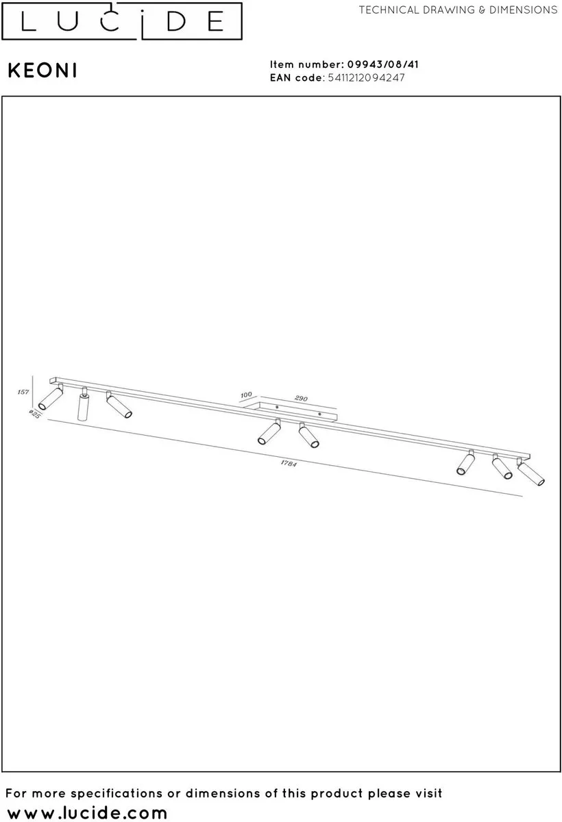 Lucide Keoni Plafondspot 8xG9 - Taupe