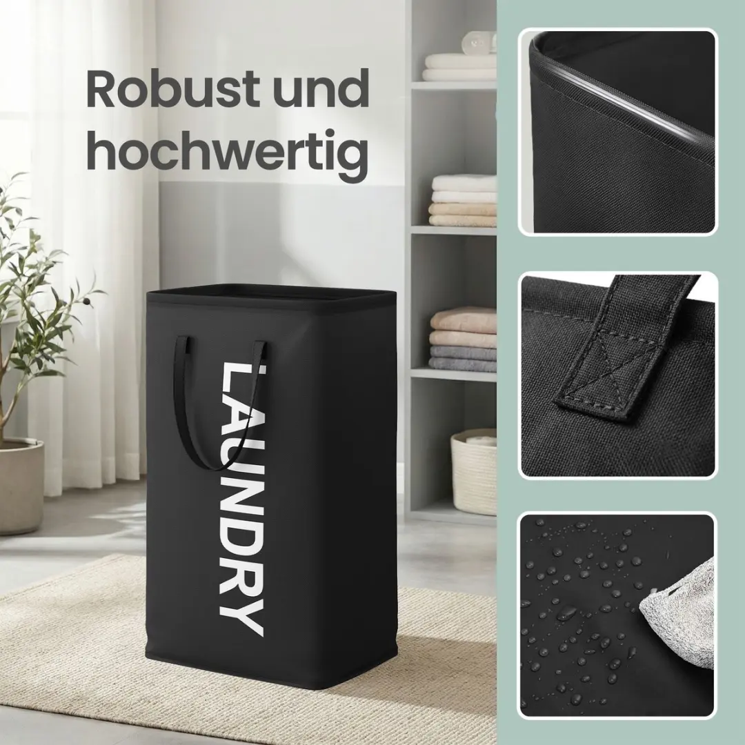 Songmics Opvouwbare Wasmand 80L - Zwart - afbeelding 6 van 6