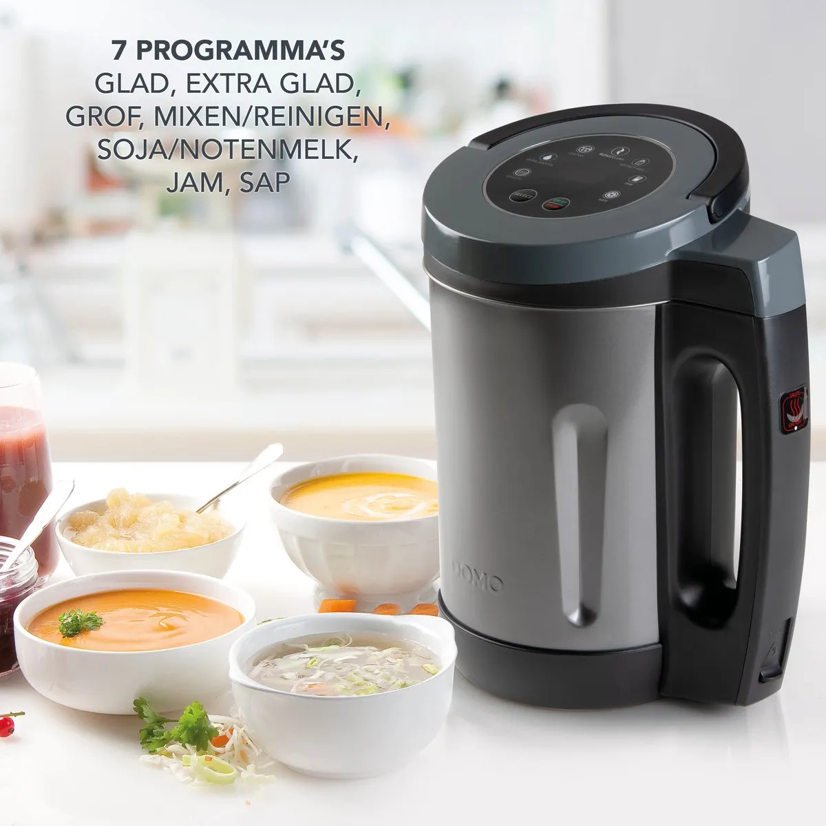 Domo DO728BL Soepmaker - 1000W - 2,2L - 7 Programma's - RVS/Zwart