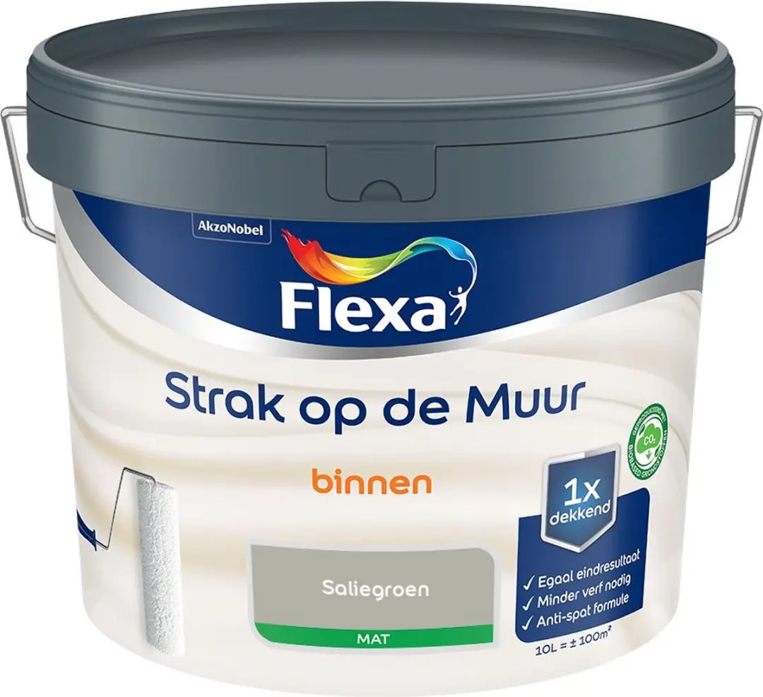 Flexa Strak Op De Muur Binnen Mat Saliegroen 10L