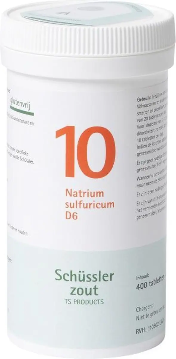 Pfluger Schüssler Zout nr 10 Natrium Sulfuricum D6 - 400 Tabletten
