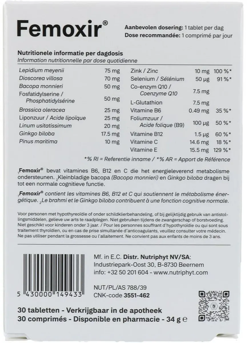 Nutriphyt Femoxir 30 Tabletten - 30mg