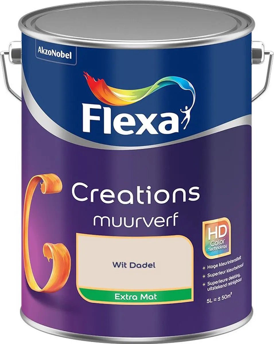 Flexa Creations Muurverf Extra Mat Wit Dadel 5L