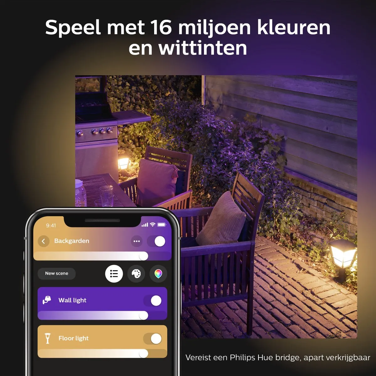 Philips Hue Econic Sokkellamp - 15W - Zwart
