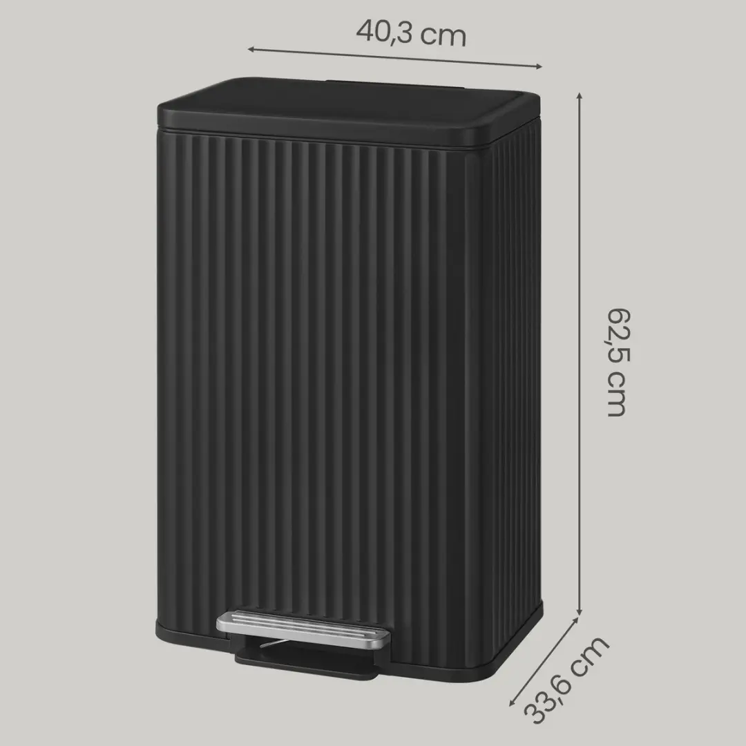 Songmics Keukenafvalbak 50L - Zwart - afbeelding 3 van 6