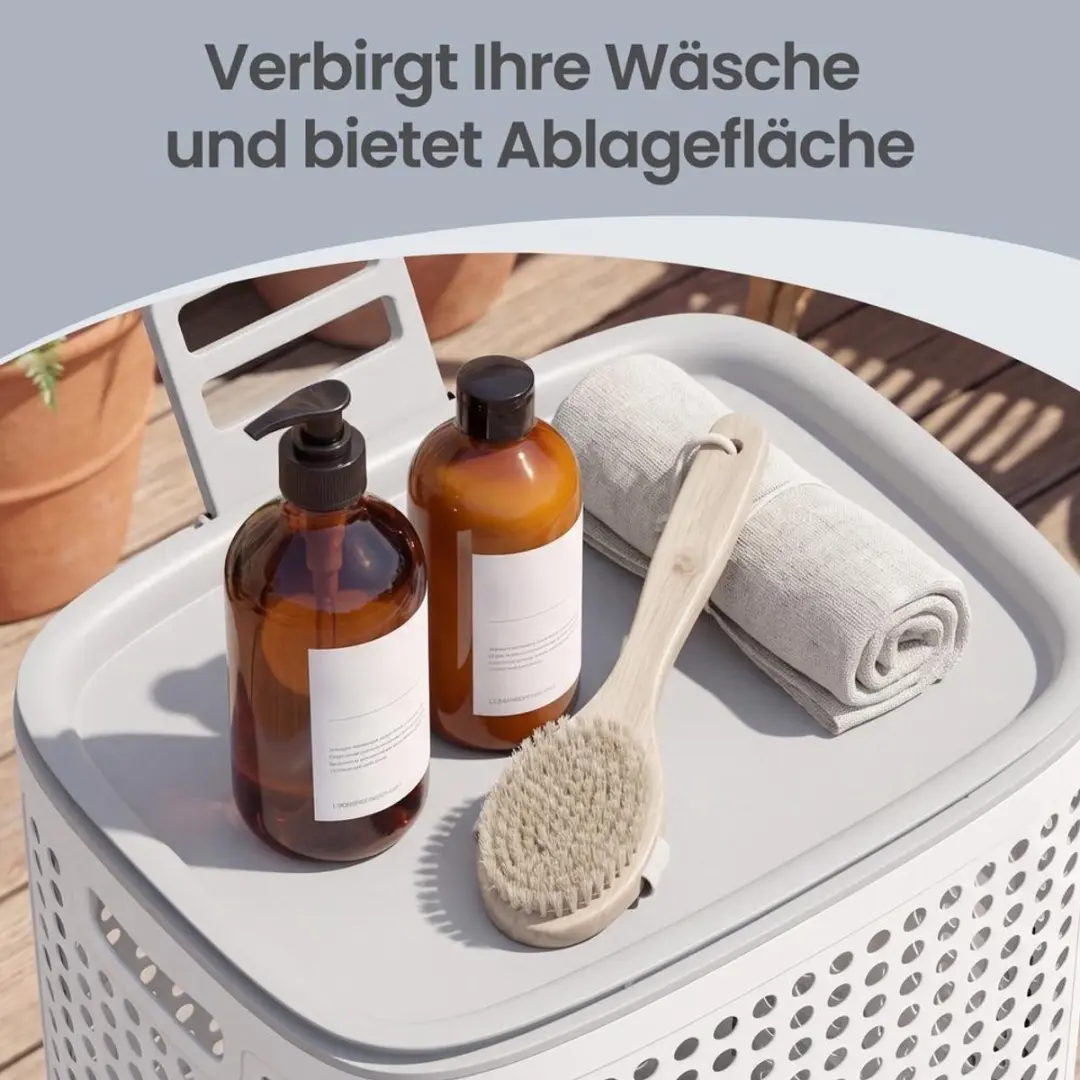 Songmics Plastic Wasmand 75L - 42,5x33x57cm - Witgrijs - afbeelding 6 van 6