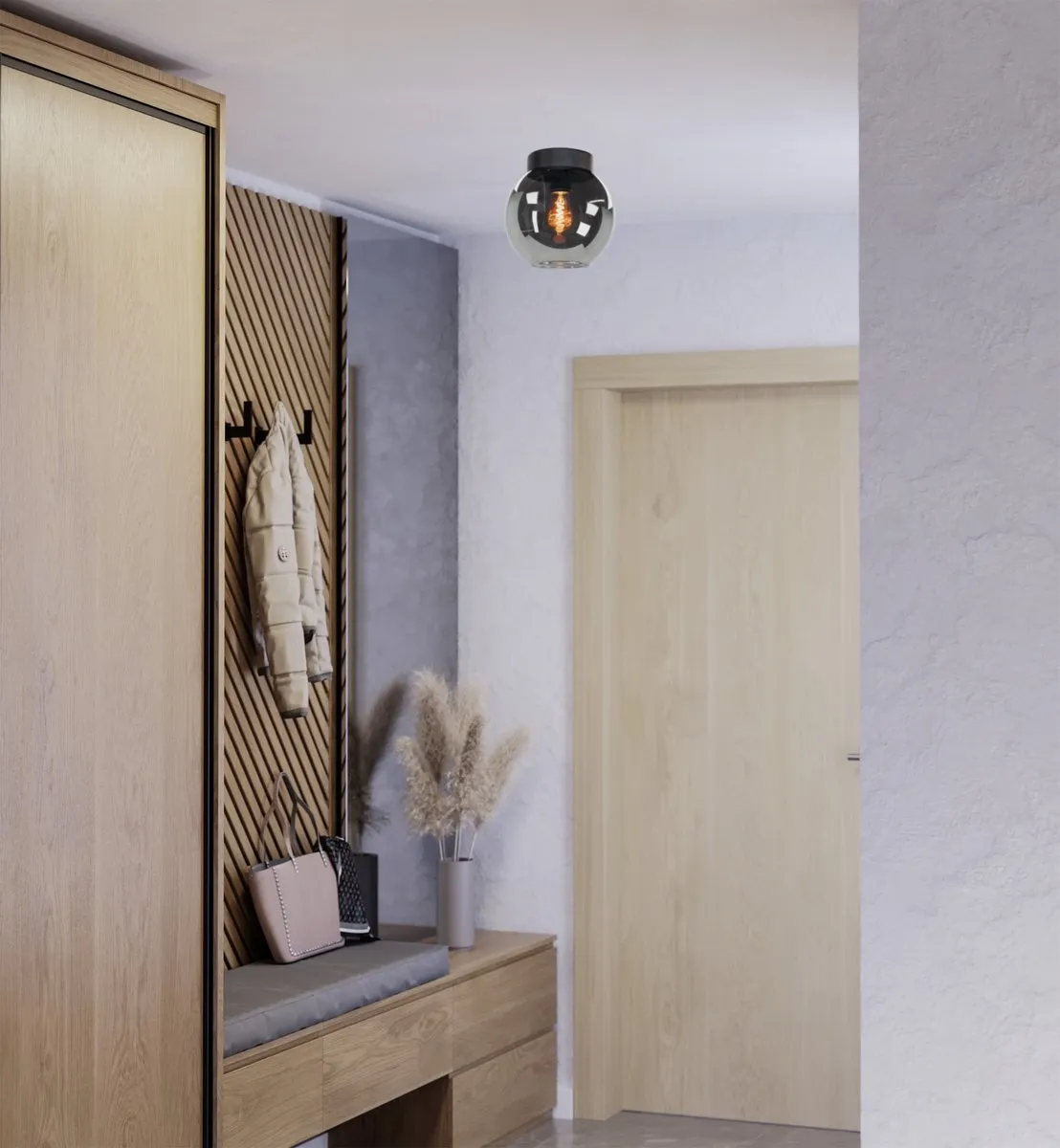 Eglo Centara Plafondlamp E27 - Ø20cm - Zwart/Smoke Glas