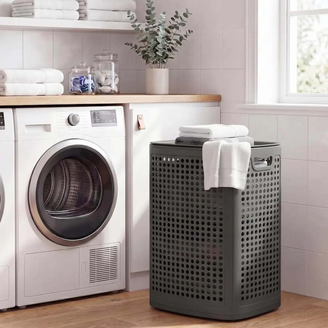 Songmics Plastic Wasmand 75L - Donkergrijs - afbeelding 3 van 6