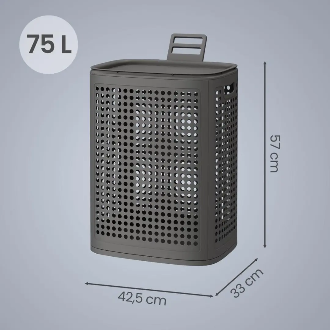 Songmics Plastic Wasmand 75L - Donkergrijs - afbeelding 2 van 6