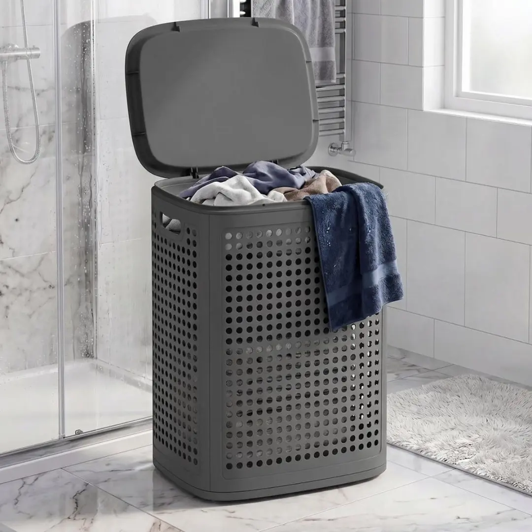 Songmics Plastic Wasmand 75L - Donkergrijs - afbeelding 4 van 6