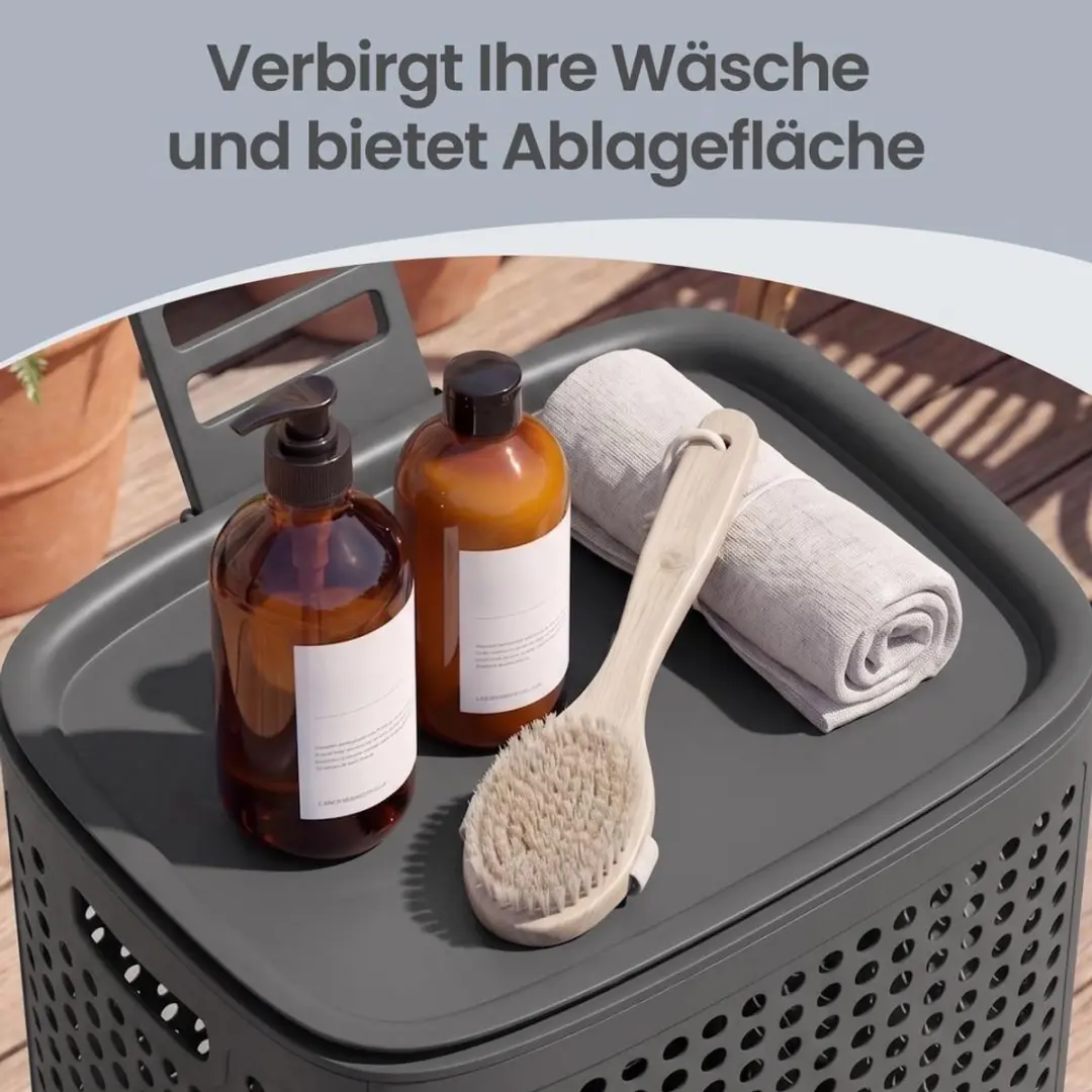 Songmics Plastic Wasmand 75L - Donkergrijs - afbeelding 6 van 6