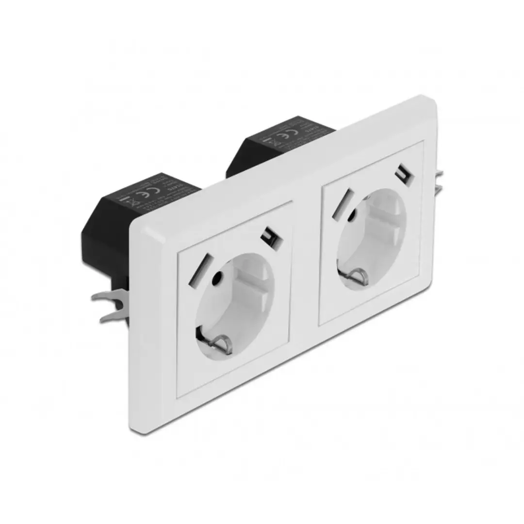 Delock 2-weg Wandcontactdoos met 4x USB Type-A