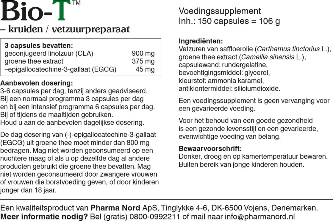 Pharma Nord Bio-T Slank Voedingssupplement 150 Capsules