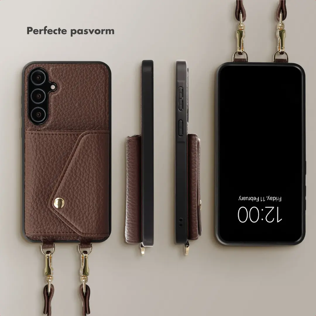 Selencia Koordhoes Samsung Galaxy A55 - 3 Pasjes - Donkerbruin