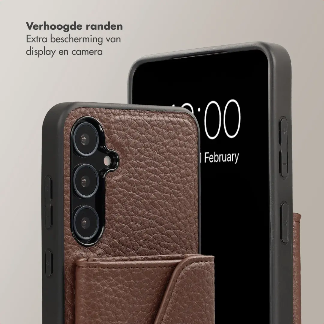 Selencia Koordhoes Samsung Galaxy A55 - 3 Pasjes - Donkerbruin