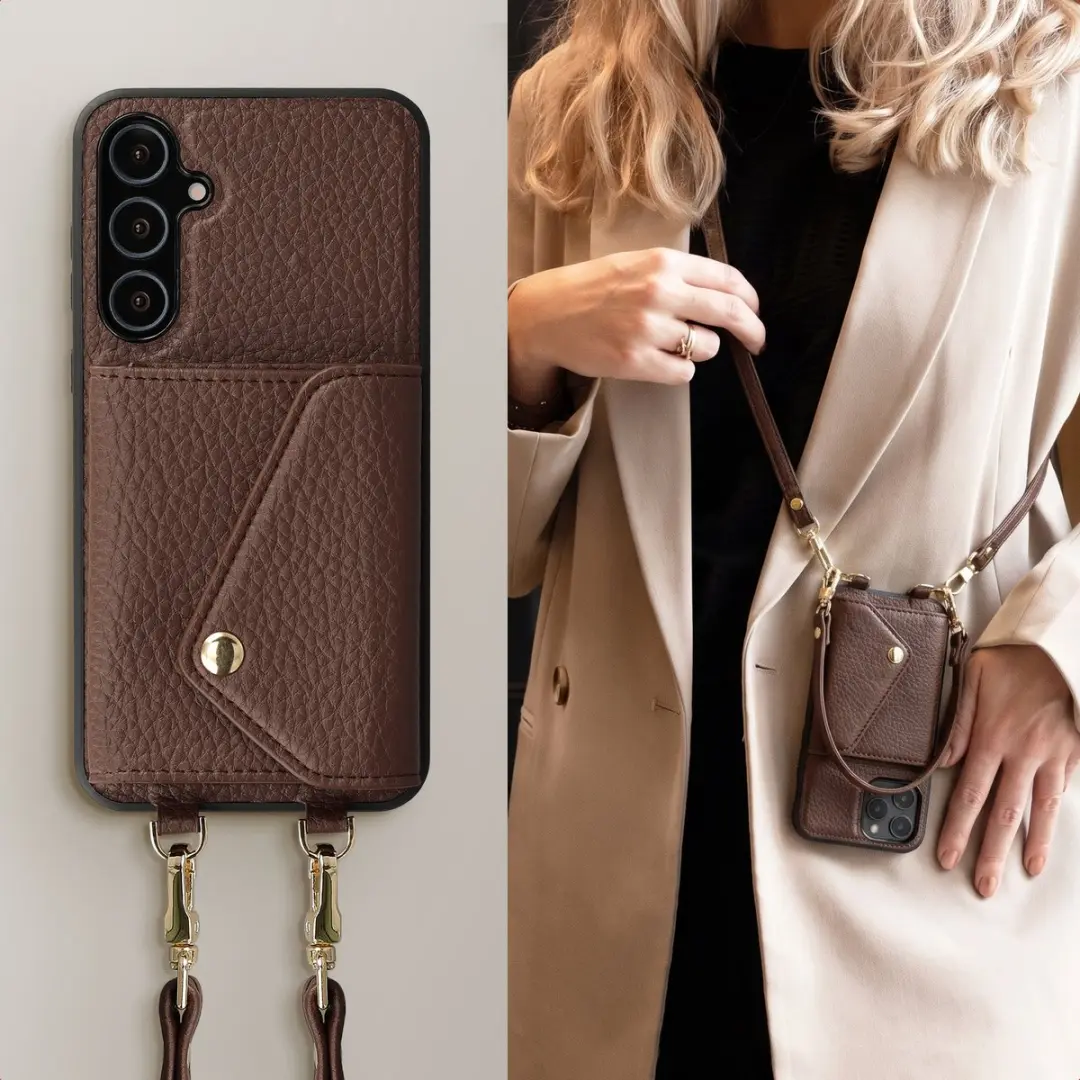 Selencia Koordhoes Samsung Galaxy A55 - 3 Pasjes - Donkerbruin
