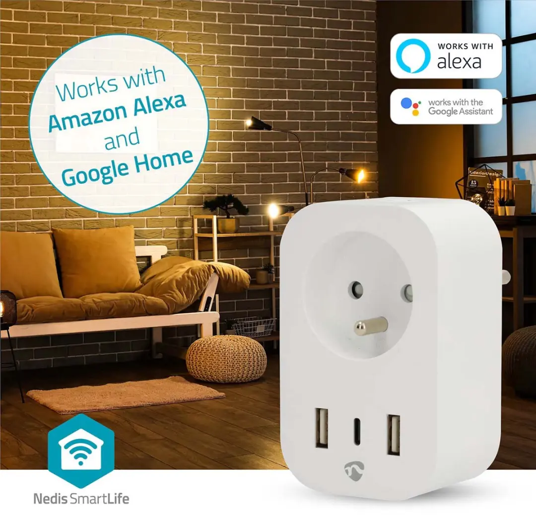 Nedis SmartLife Slimme Stekker USB-C & USB - Energiemeter - Wit
