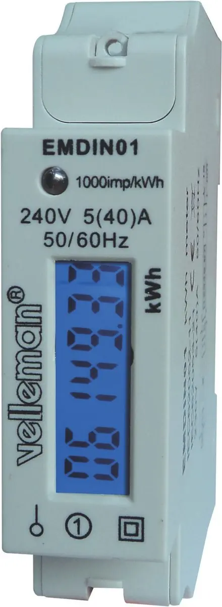 Velleman Professionele kWh-meter DIN-rail 40A
