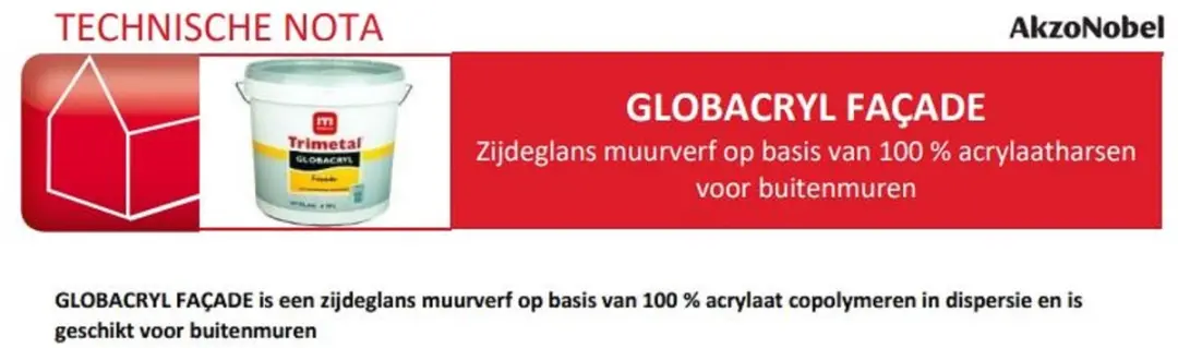 Trimetal Globacryl Façade Watergedragen Zijdeglans Buitenmuurverf 1L - RAL 9016 Verkeerswit