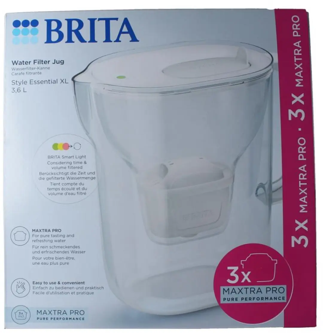 BRITA Style Essential XL Waterfilterkan 3,6L - Wit - 3x MAXTRA PRO