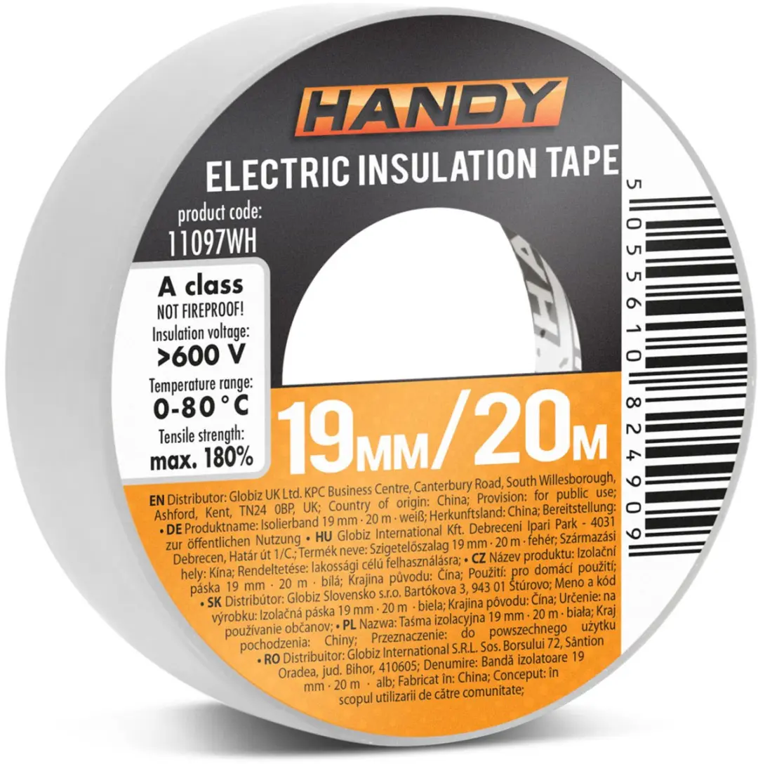 Handy Isolatietape Wit 20m x 19mm - 10 Rollen