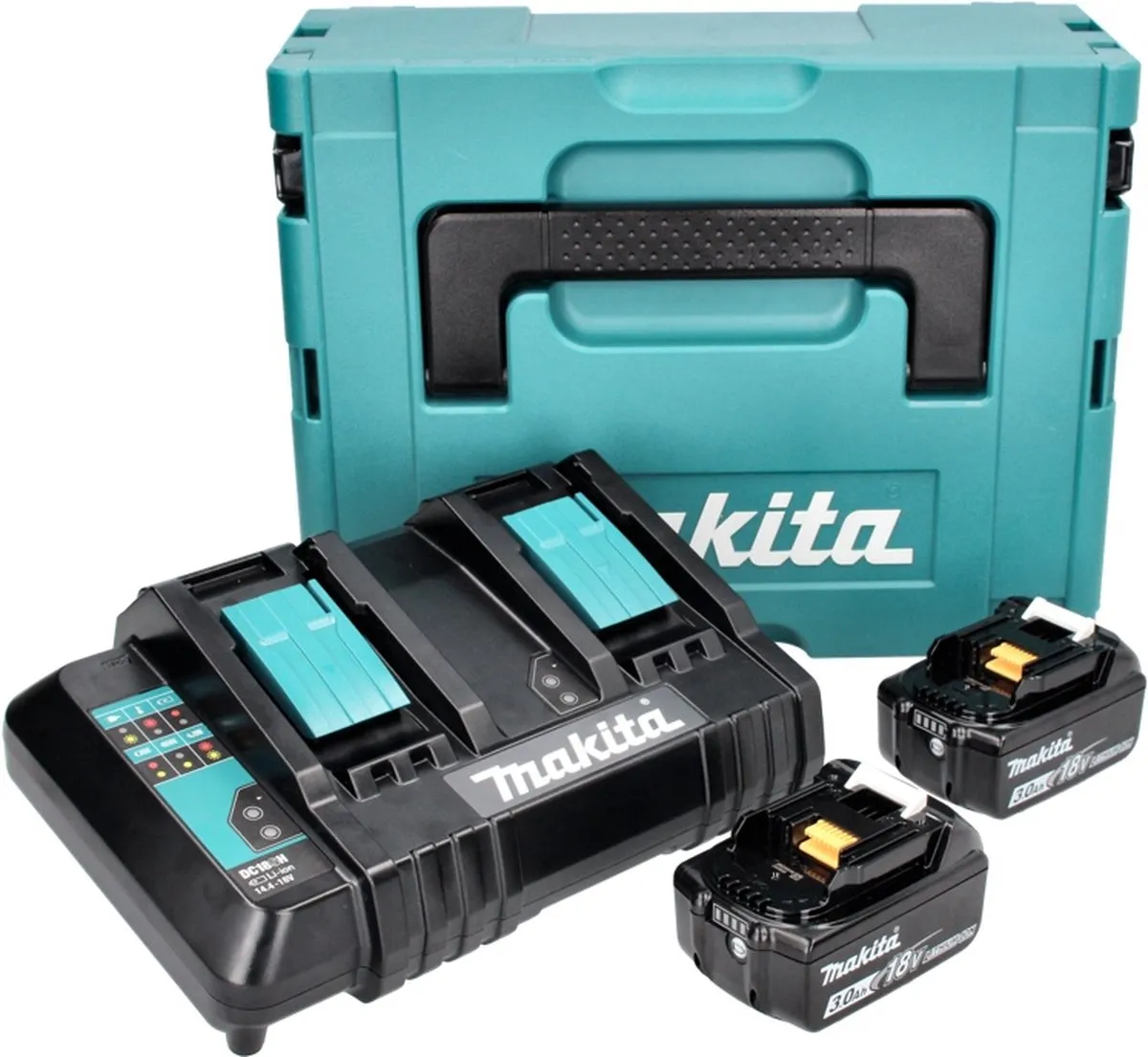 Makita Power Source Kit 18V - 2x BL1830B 3.0Ah + DC18SH Lader + Makpac