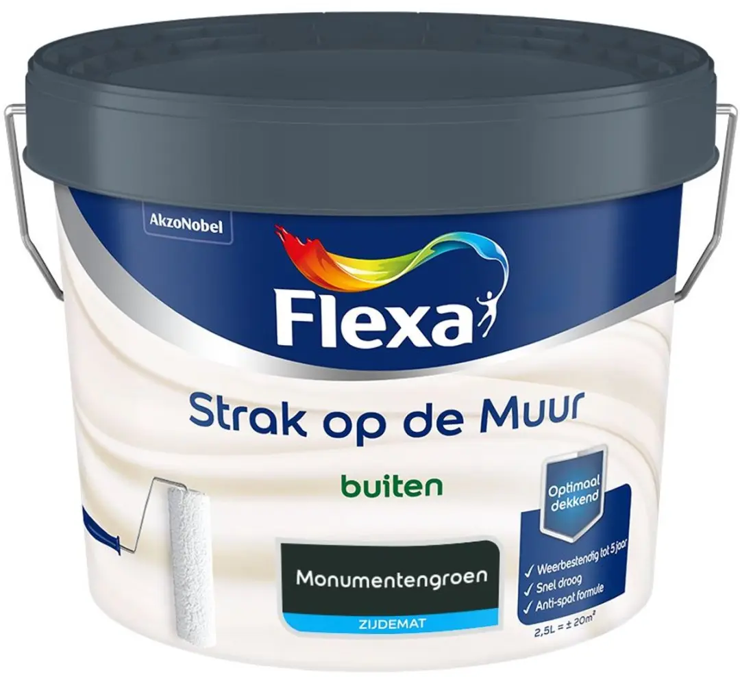 Flexa Strak Op De Muur Buiten Zijdemat Monumentengroen Mengverf 2,5L