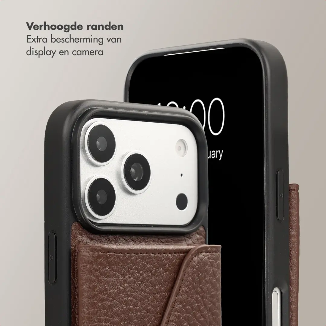 Selencia SH00098435 Hoesje iPhone 17 Pro - 3 Pasjes - Donkerbruin