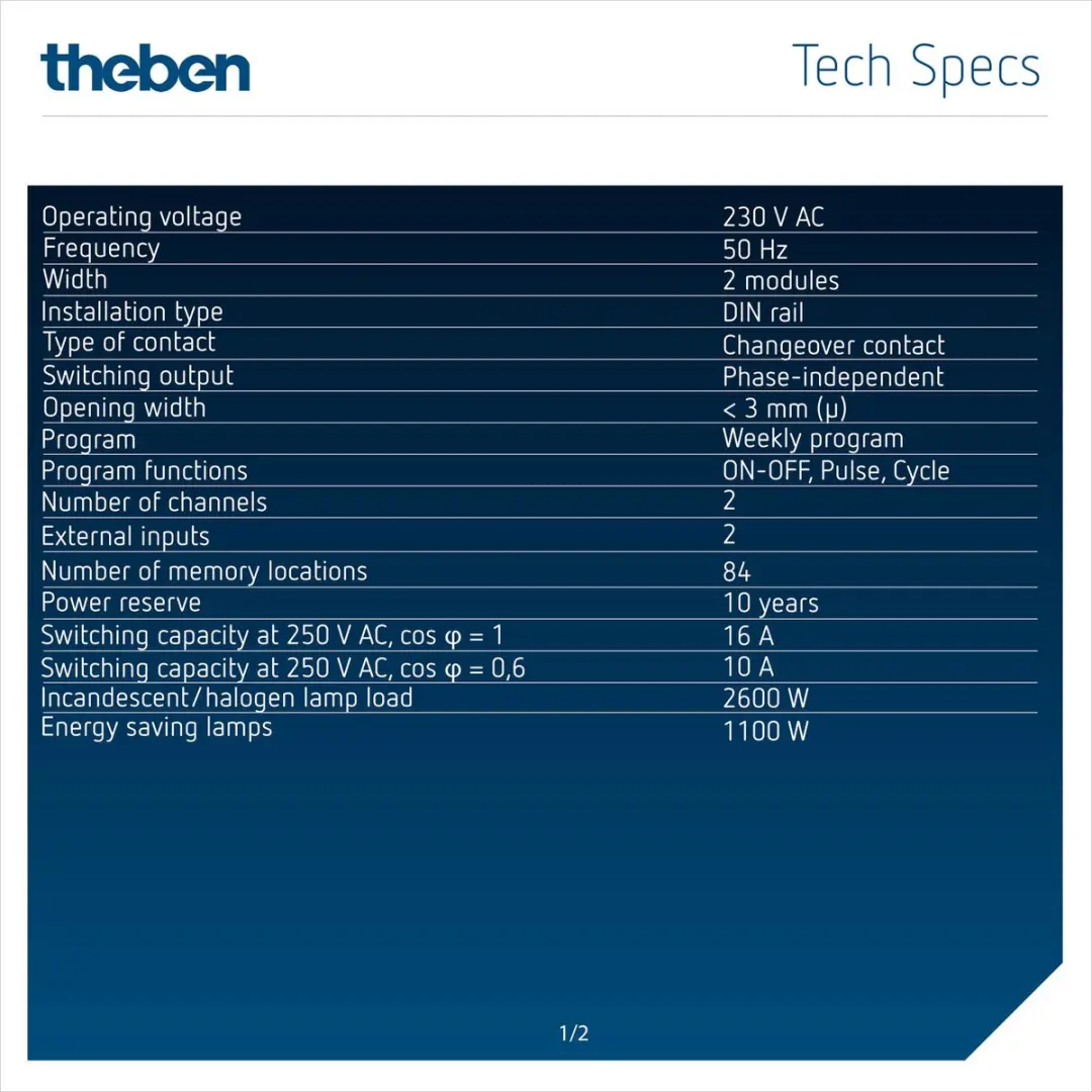 Theben TR 611 Digitale Schakelklok 1-Kanaals - 600W - Wit - afbeelding 6 van 6