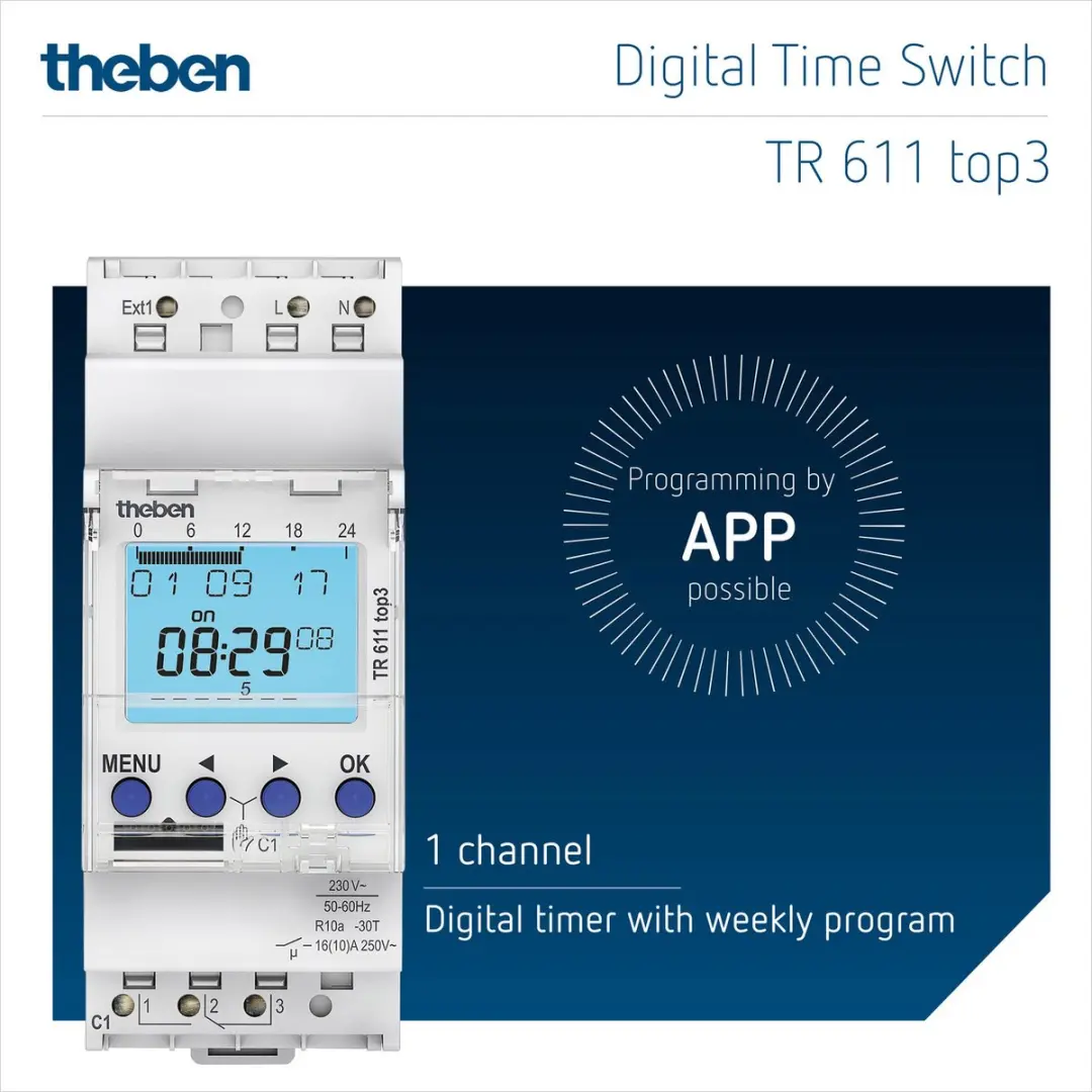 Theben TR 611 Digitale Schakelklok 1-Kanaals - 600W - Wit
