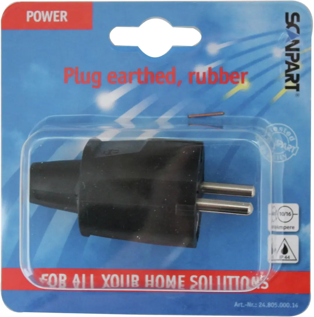 Scanpart Gepaarde Aardingsstekker - 250V - Zwart - 10A/16A