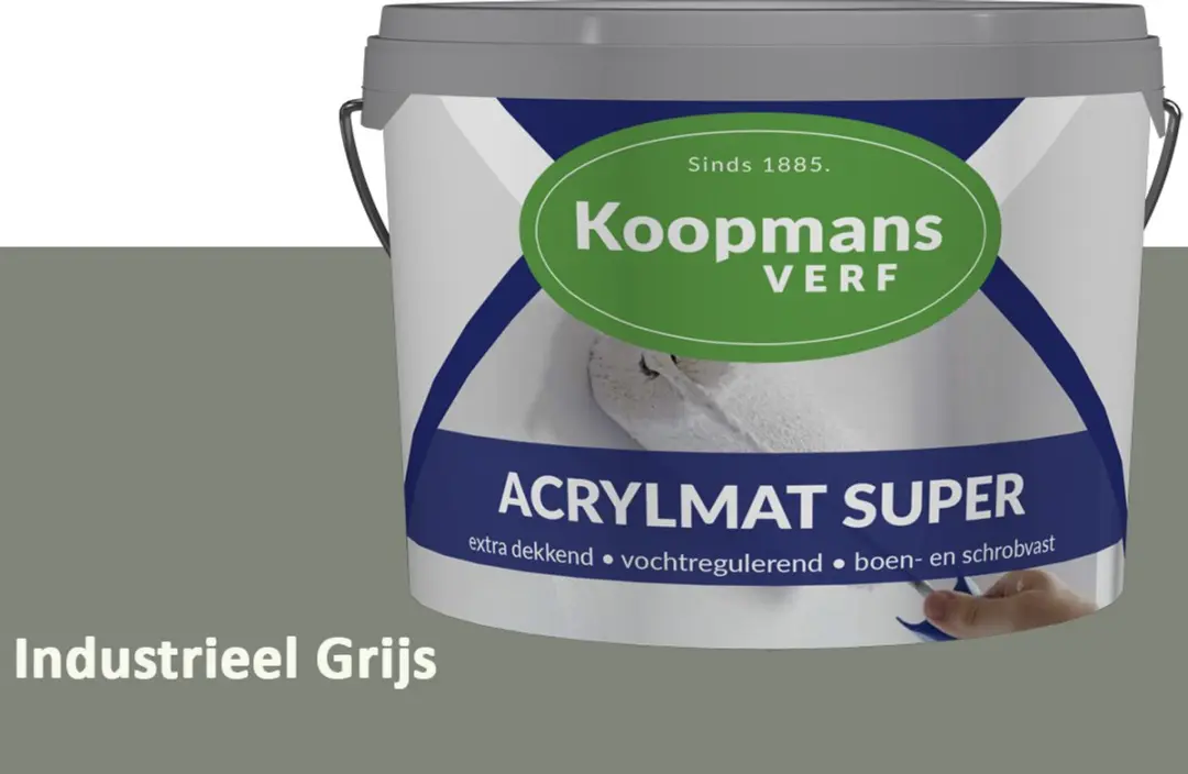 Koopmans Acrylmat Super Matte Muurverf Industrieel Grijs 5L