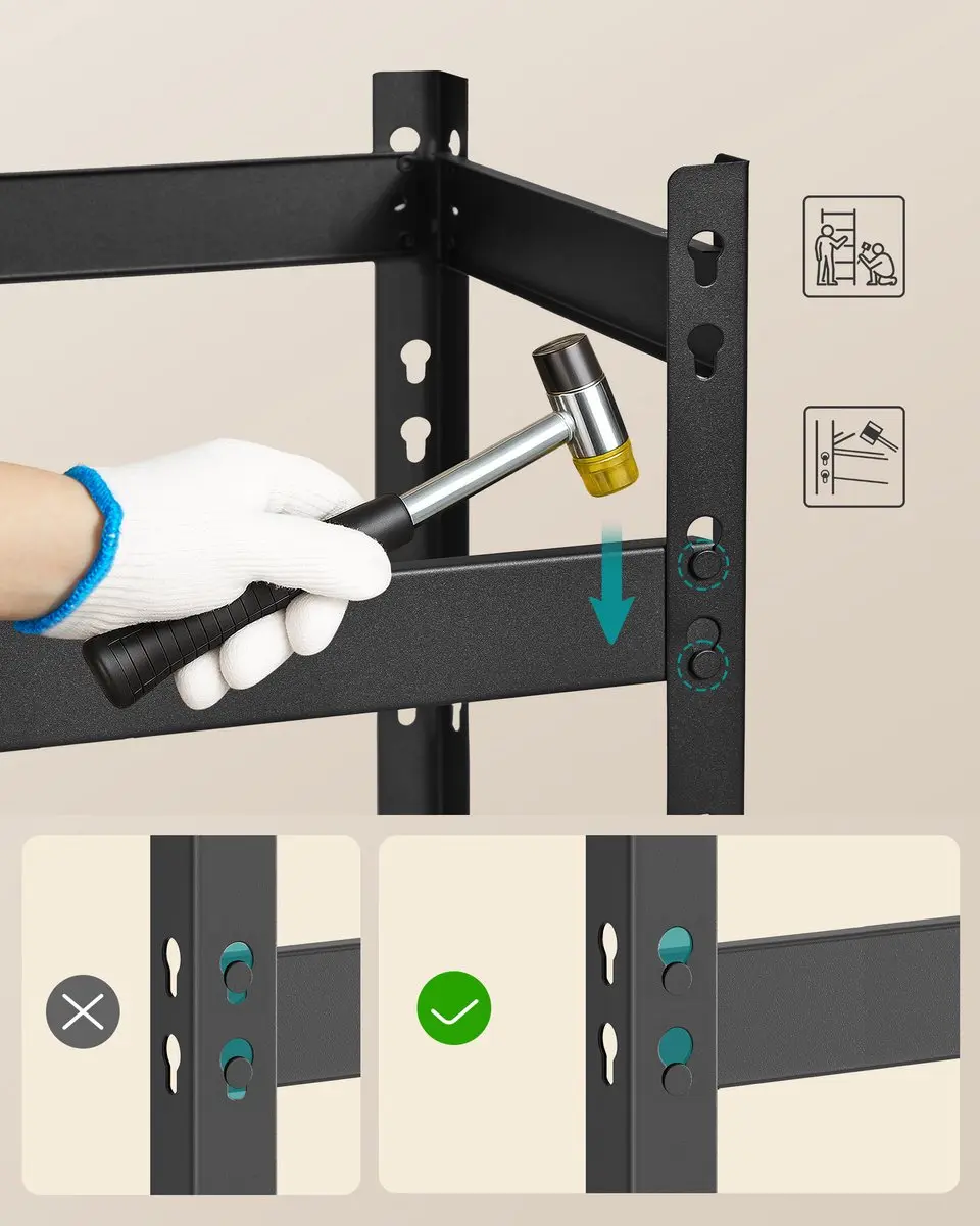 Songmics Stellingkast 3 Lagen - Max 90 kg - Zwart - afbeelding 6 van 6