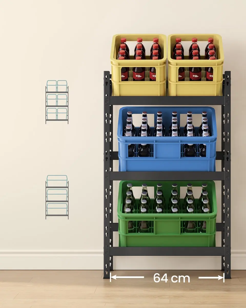 Songmics Stellingkast 3 Lagen - Max 90 kg - Zwart - afbeelding 4 van 6
