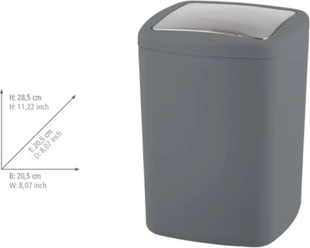 Wenko Barcelona Afvalemmer 8.5L - Antraciet