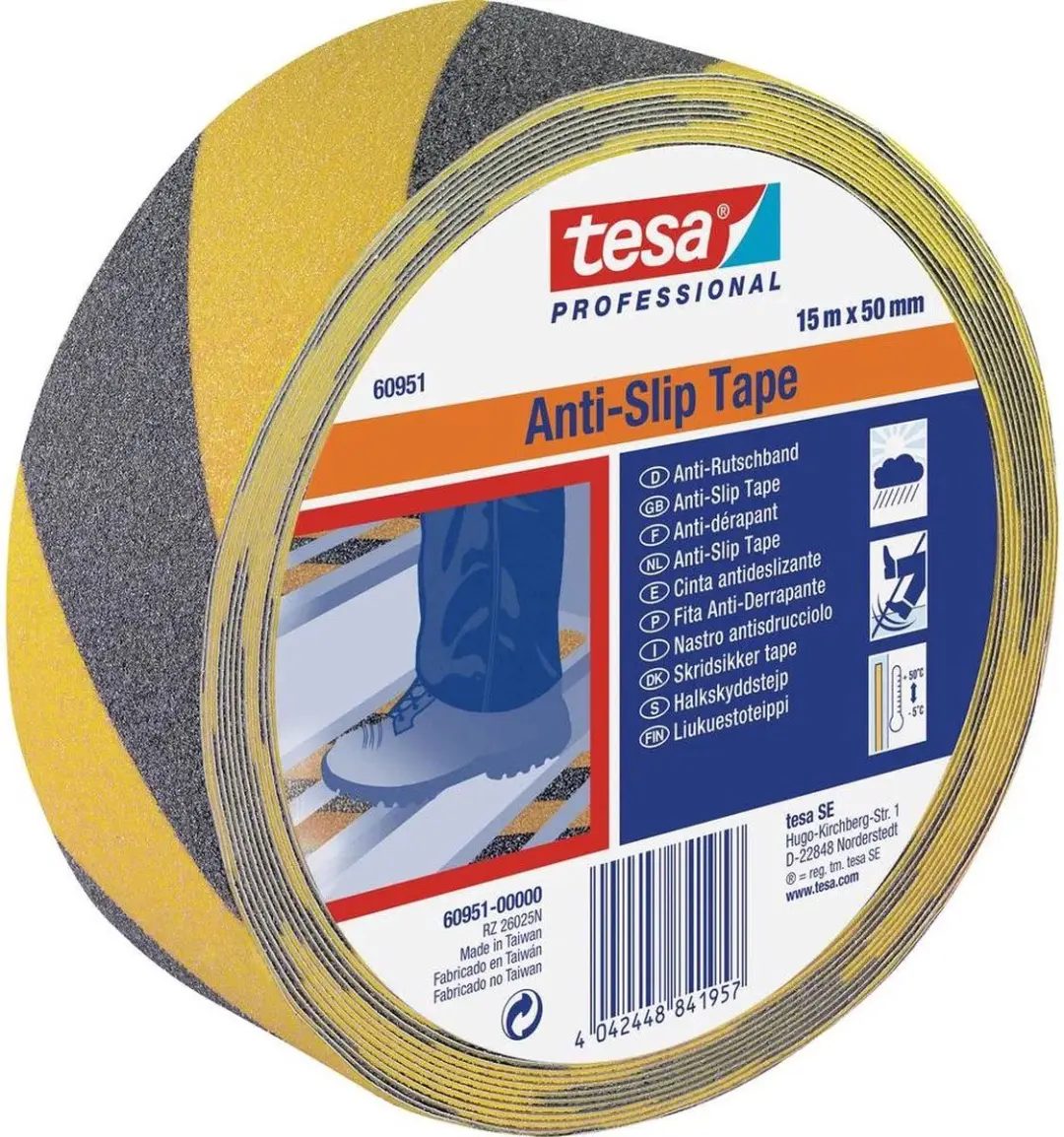 Tesa Antisliptape 15m - 50mm Geel/Zwart