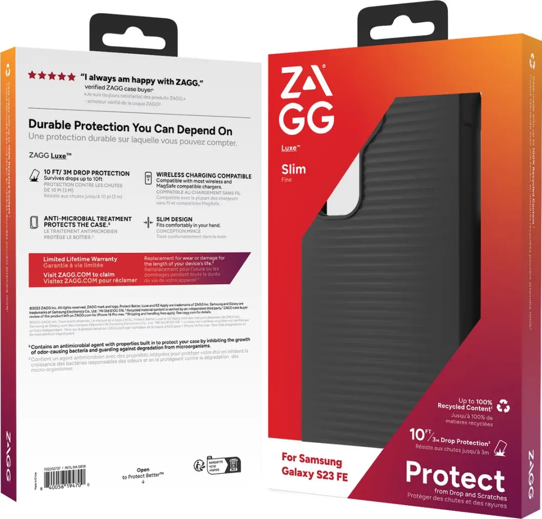 ZAGG Luxe Slim Hoesje Samsung Galaxy S23 FE - Grafeen Back Cover - Zwart